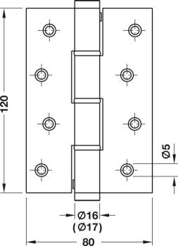 Preview: Federband SA 120 für ungefälzte Innentüren bis 20/30 kg edelstahl matt